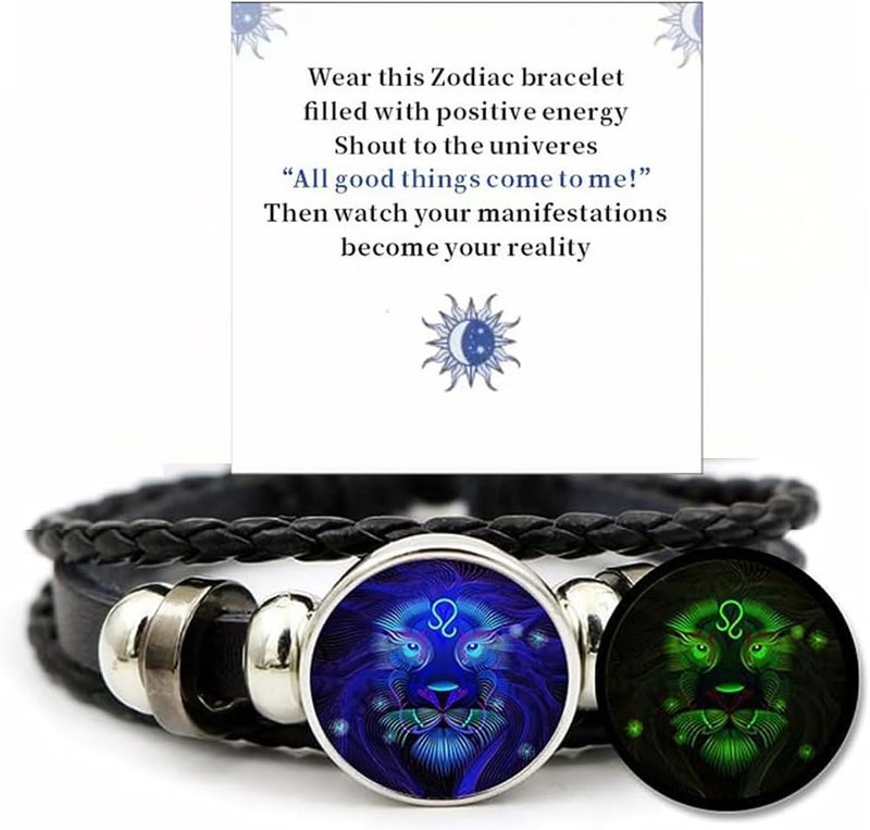 VBWEOI Store Gleym Bracelet, Zodiac Signs Spirit Bracelet, Multilayer Adjustable 12 Constellation Zodiac PU Leather Bracelet, Gleym Manifestation Bracelet Jewelry Gifts for Women and Man - Image 1